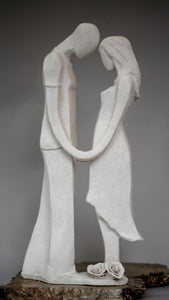  Ben & Lisa | Beautiful sculpture of man and Woman Facing each other Holding Hands | Wedding Decor Centrepiece