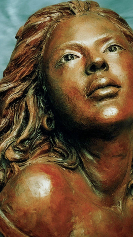 Bronze | Stoneware | Sculpture | Portrait | Beautiful woman with long flowing hair.